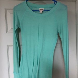 Mint green long sleeve waffle tee